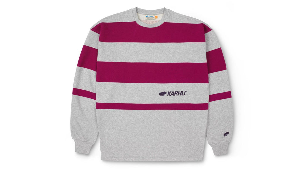 UNI STRIPE SWEATSHIRT - HEATHER GREY / RHODODENDRON - Karhu Nederland