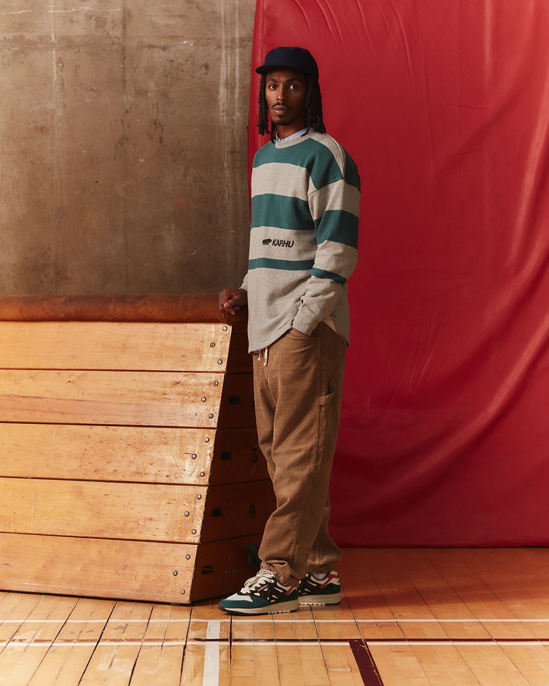 UNI STRIPE SWEATSHIRT - HEATHER GREY/JUNE BUG - Karhu Nederland