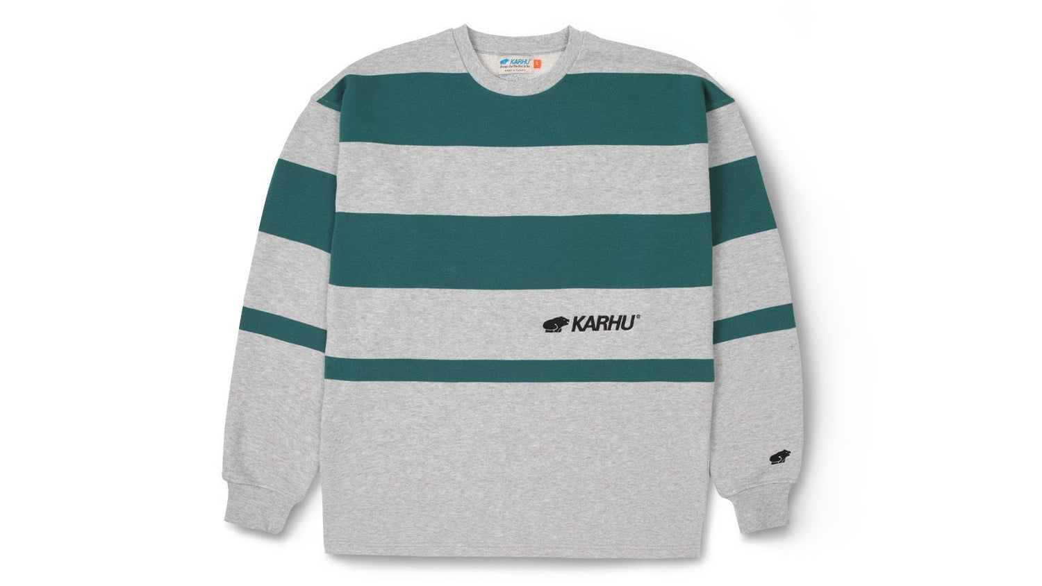 UNI STRIPE SWEATSHIRT - HEATHER GREY/JUNE BUG - Karhu Nederland