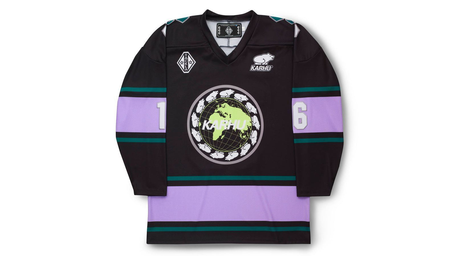 Karhu x tacla hockey jersey black purple heather front 